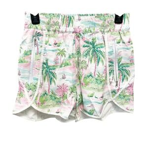 Berry Jane Women's Pink Tropical Palm Print Zip Pocket Board Swim Shorts Size M